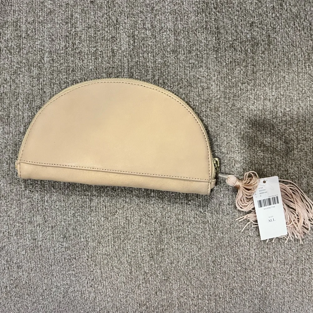 Anthropologie Beige Embellished Tassel Key & Card Holder